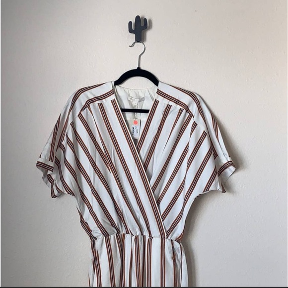 NWT Maje Wrap Pieni Striped Twill Jumpsuit Orange White Boho Size 40 Size 36 - Picture 6 of 8